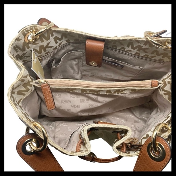 MICHAEL KORS Ludlow Shoulder Bag Signature Jacquard and Leather - Picture 13 of 16